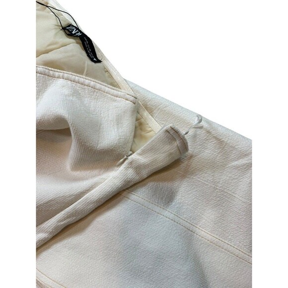 Zara Size XL Strapless Midi Sheath Dress Back Slit Textured Cream New 6929/311 - Picture 9 of 12